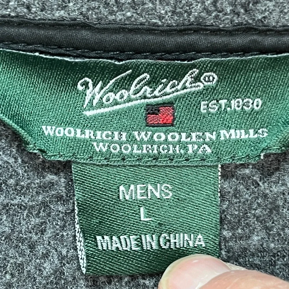 Woolrich‎ Jacket Mens Large Charcoal Gray Heathered Long Sleeve Full Zip Fleece